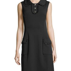 NWT NANETTE LEPORE RUFFLE TRIM SHEATH DRESS BLACK
